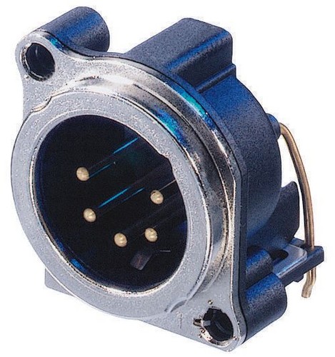 Neutrik NC5MBH - 4-pin XLR plug horizontal PCB-mount, earthing without, retesszel, B housing