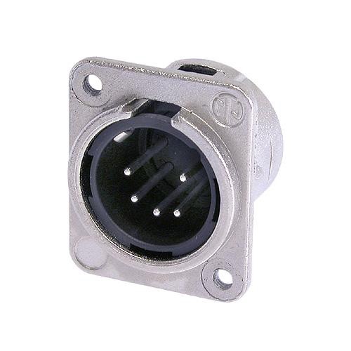 Neutrik NC5MDM3-L-1 - 5-pin XLR plug horizontal PCB-mount, silver-plated contact, M5 with screw mountable, D housing