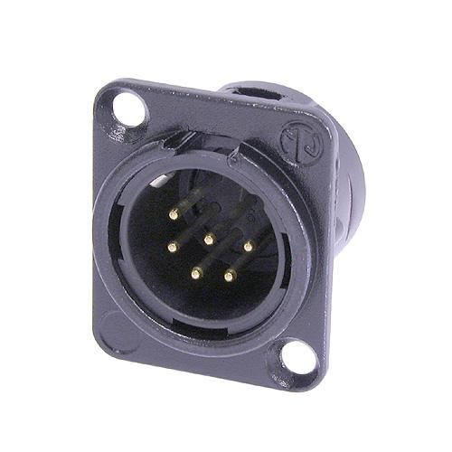 Neutrik NC6MD-L-B-1 - 6-pin XLR plug gold-plated contact, black D housing