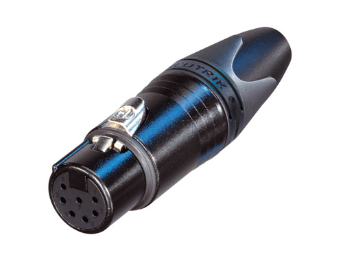 Neutrik NC7FXX-B - 7 pólusú XLR aljzat egyenes, lengő, aranyozott érintkező, fekete ház
