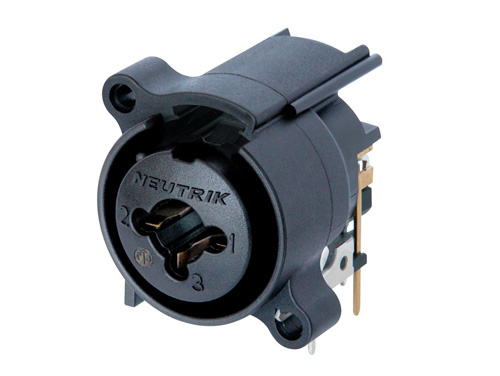 Neutrik NCJ6FA-H-0 - Combo 3-pin XLR + 6,35 mm stereo jack socket, horizontal PCB-mount, mounting rugósA housing