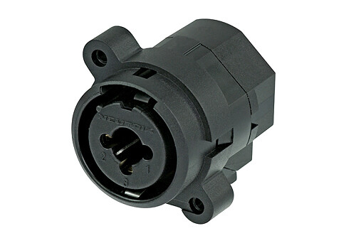 Neutrik NCJ9FI-H-0 - Combo 3-pin XLR + 6,35 mm stereo, with switch jack socket, horizontal PCB-mount, mounting spring-loaded D housing