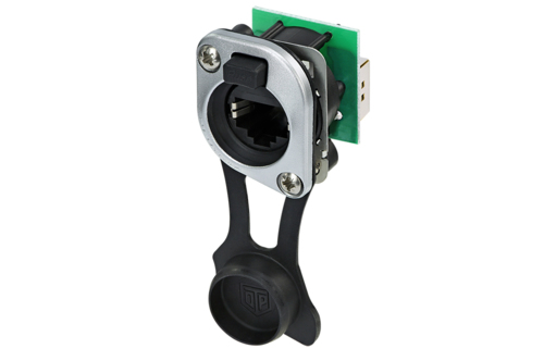 Neutrik NE8FDP-TOP - etherCON RJ45 - RJ45 átvezető, kültéri UV és IP65 védett (TOP), fekete D ház