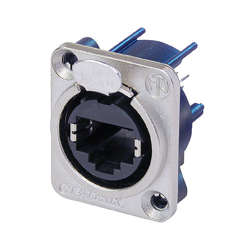 Neutrik NE8FDV-B - etherCON RJ45 vertical PCB-mount, black D housing
