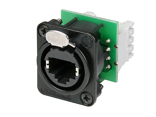 Neutrik NE8FDV-Y110-B - etherCON RJ45 függőleges IDC 110 háttérrel, fekete D ház