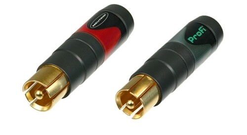 Neutrik NF2C-B/2 - profi RCA plug/pair inline, gold-plated, spring-loaded testérintkező, kábelszorító