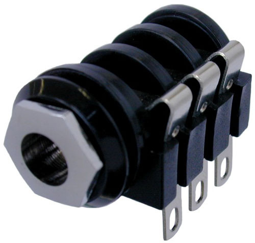 Neutrik NMJ6HC-S - 6,35 mm stereo socket, panel-mount, 3-szoros switch, M plastic housing, chrome mounting,
