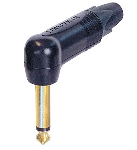 Neutrik NP2RX-B - 6,35 mm mono jack plug, gold-plated, right-angle alakú black housing
