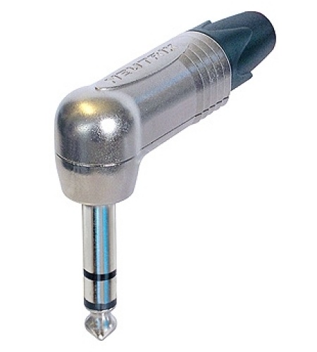 Neutrik NP3RX - 6,35 mm stereo jack plug, right-angle alakú, glossy házzal