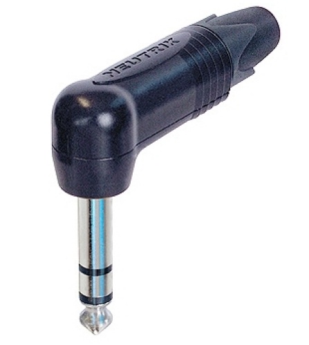 Neutrik NP3RX-BAG - 6,35 mm stereo jack plug, right-angle alakú, black házzal