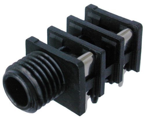 Neutrik NRJ4HF - 6,35 mm mono socket, panel-mount, with switch, végig menetes felfogó