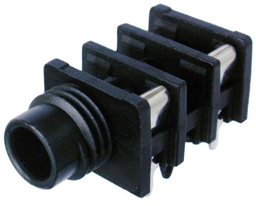Neutrik NRJ4HH - 6,35 mm mono socket, panel-mount, with switch, félig menetes felfogó