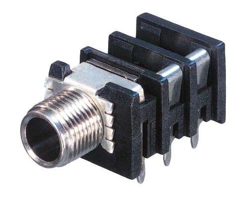 Neutrik NRJ6HM-1 - 6,35 mm stereo socket, panel-mount, with switch, végig menetes metal felfogó, gold-plated