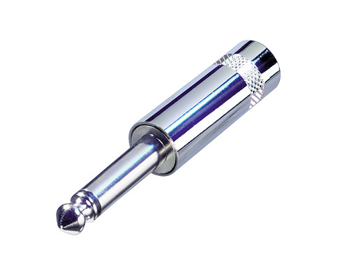 REAN NYS201 - 6,35 mm mono jack plug - glossy, short with metal housing, 6 mm diameter for cable
