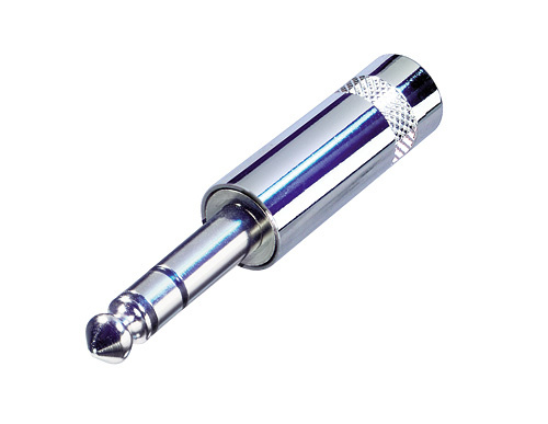 REAN NYS202 - 6,35 mm stereo jack plug - glossy, short with metal housing, 6 mm diameter kábelhe