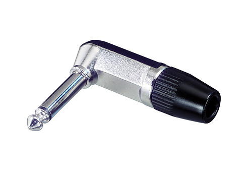 REAN NYS207 - 6,35 mm mono, right-angle jack plug - black plastic housing, törésgátlóval, 6 mm diameter kábelhe