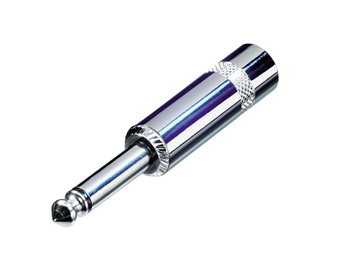 REAN NYS224 - 6,35 mm mono jack plug - glossy, long with metal housing, 6 mm diameter for cable