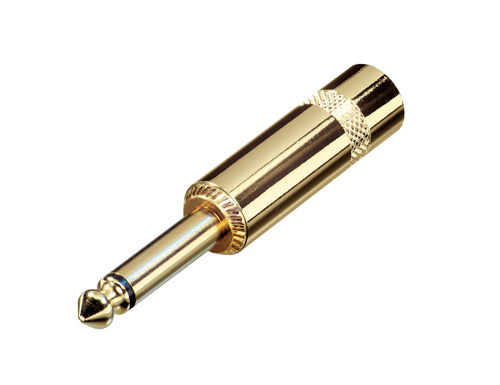 REAN NYS224AG - 6,35 mm mono jack plug - glossy, long gold-plated with metal housing, with gold-plated contact, 6 mm diameter for cable