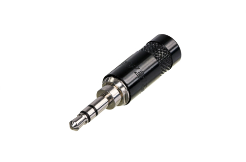 REAN NYS231B - 3,5 mm stereo jack plug - black with metal housing, 4 mm diameter for cable