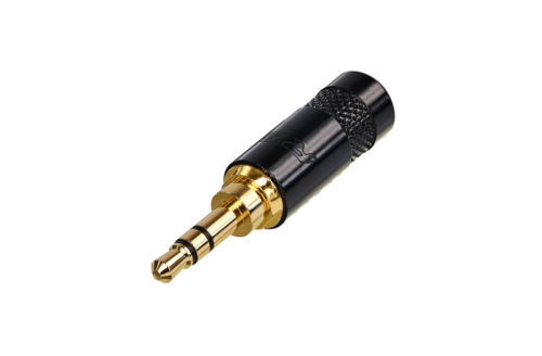 REAN NYS231BG - 3,5 mm stereo jack plug - black with metal housing, gold-plated contact, 4 mm diameter for cable