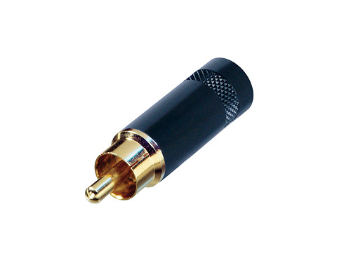 REAN NYS352BG - RCA plug black with metal housing, with gold-plated contact, 7,2 mm diameter for cable