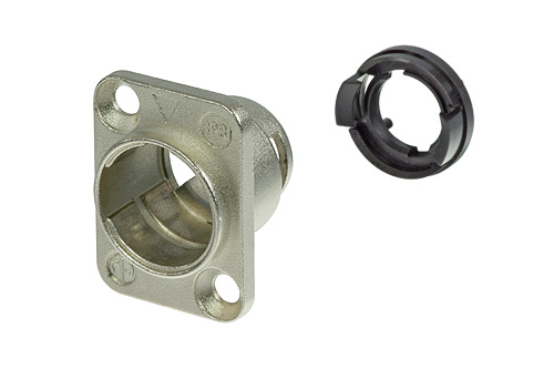 Neutrik RP81-NI - Neutricon panel-mount nikkel housing, 90 fokba rendezett adapter csapokkal