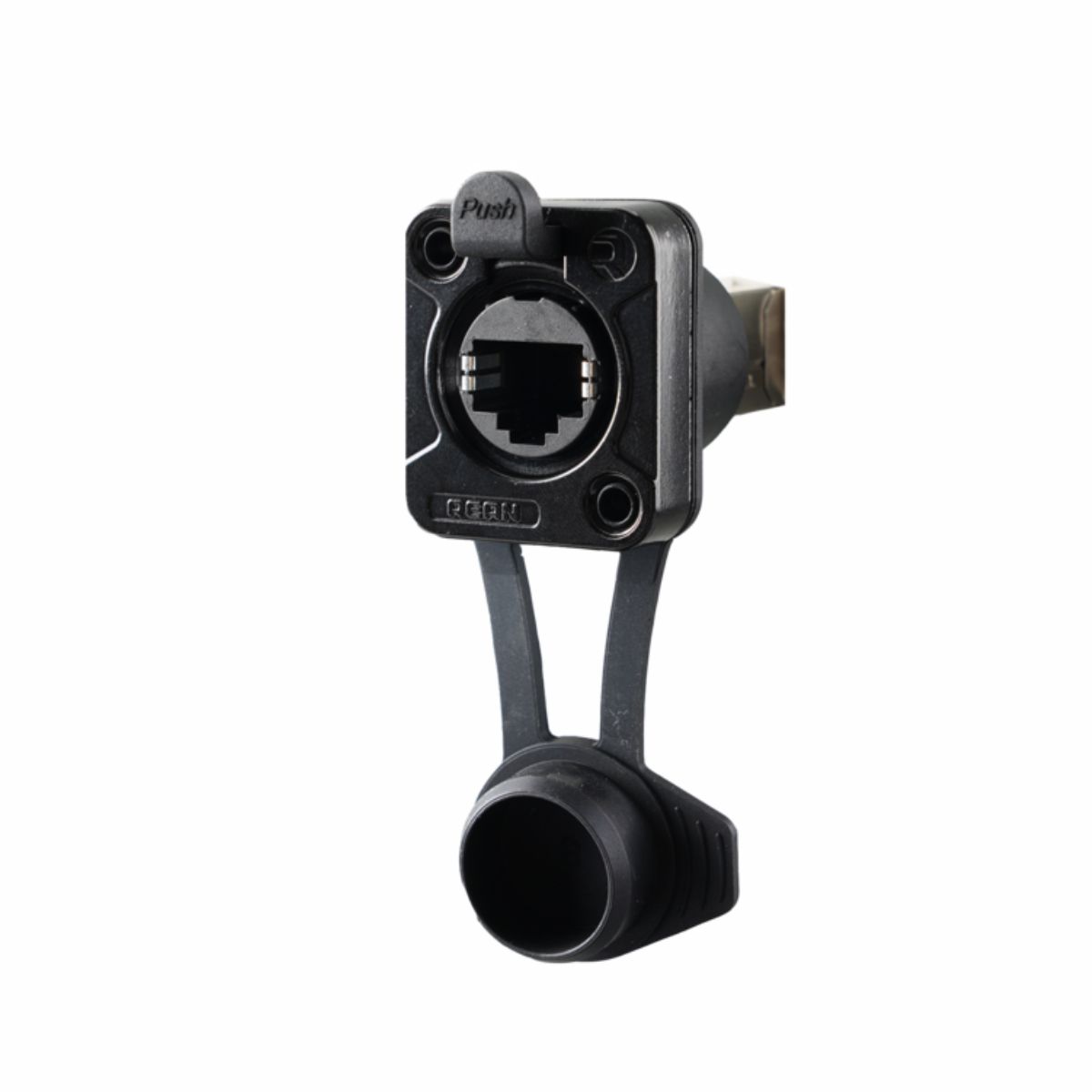 REAN RRE8F-Z-010-1 - RJ45 feedthrough straight RJ45 háttérrel, In D-size housing, rubber tömítővel, airtight (Airtight)
