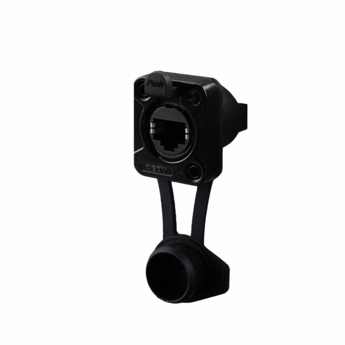 REAN RRE8F-Z-012-1 - RJ45 feedthrough 8-pin connector háttérrel, In D-size housing, rubber tömítővel, airtight (Airtight)