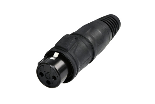 REAN RCX3F-Z-002-1 - 3-pin XLR socket straight, inline, gold-plated érintketők, IP65, black housing