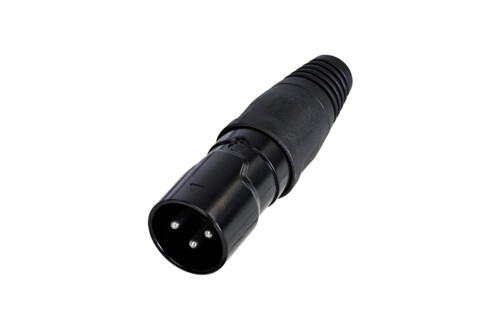 REAN RCX3M-Z-002-1 - 3-pin XLR plug straight, inline, gold-plated érintketők, IP65, black housing