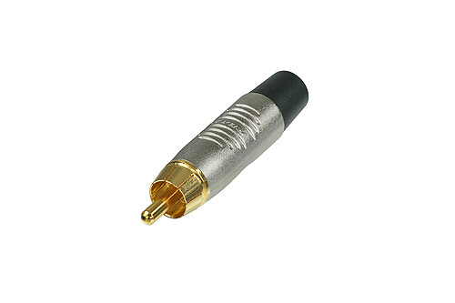 REAN RF2C-AU-0 - RCA plug - inline, gold-plated contact, nikkel housing, 4-6 mm vastag for cable, black jelöléssel