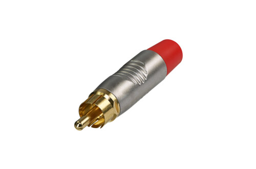 REAN RF2C-AU-2 - RCA plug - inline, gold-plated contact, nikkel housing, 4-6 mm vastag for cable, red jelöléssel