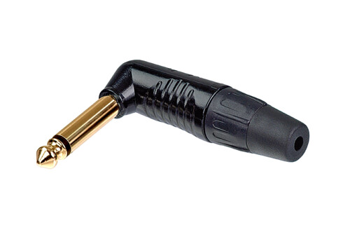 REAN RP2RC-B - 6,35 mm mono jack plug, right-angle alakú black housing, gold-plated