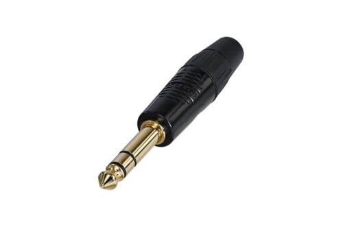 REAN RP3C-B - 6,35 mm stereo jack plug, black housing, gold-plated