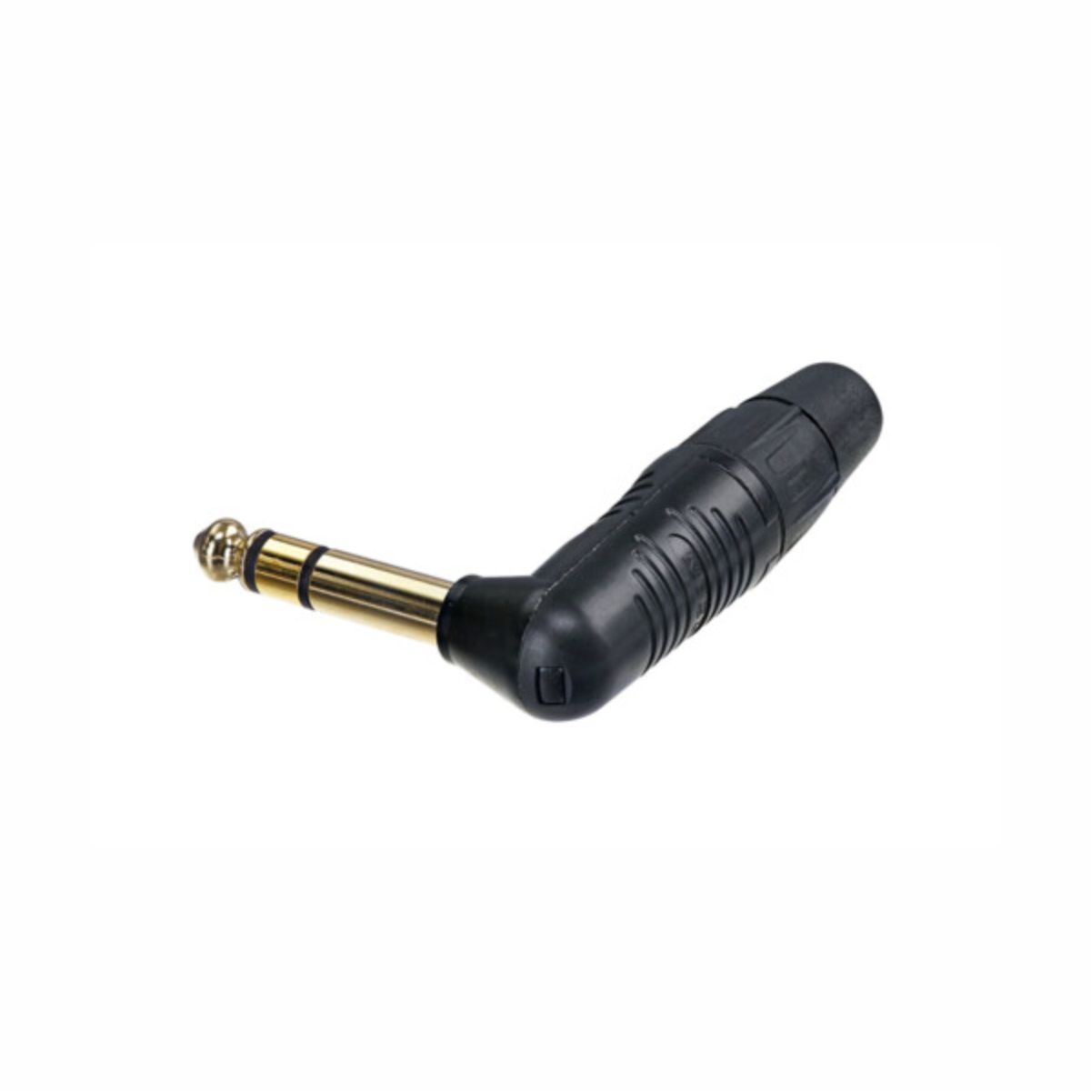REAN RP3RC-B - 6,35 mm stereo jack plug, right-angle alakú black housing, gold-plated