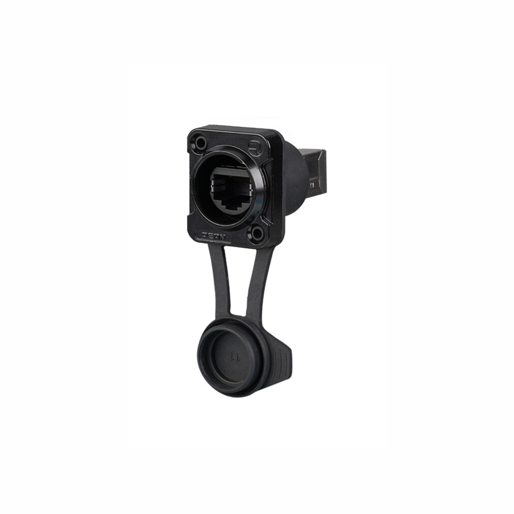 REAN RRE8F-Z-110S - RJ45 feedthrough RJ45 háttérrel, retesz without D housing, IP65, airtight (Airtight) (Airtight), black, BULK