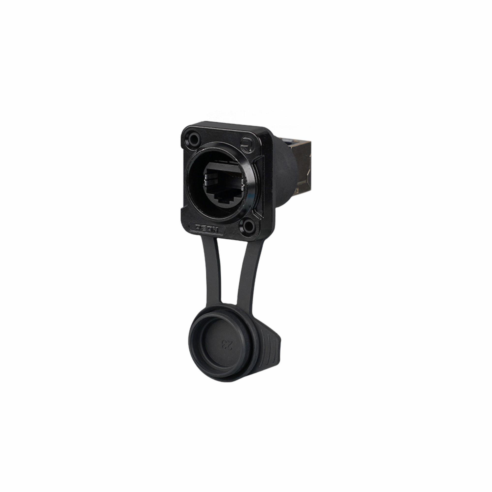 REAN RRE8F-Z-111S - RJ45 feedthrough 90 fokos RJ45 háttérrel, retesz without D housing, IP65, airtight (Airtight) (Airtight), black, BULK