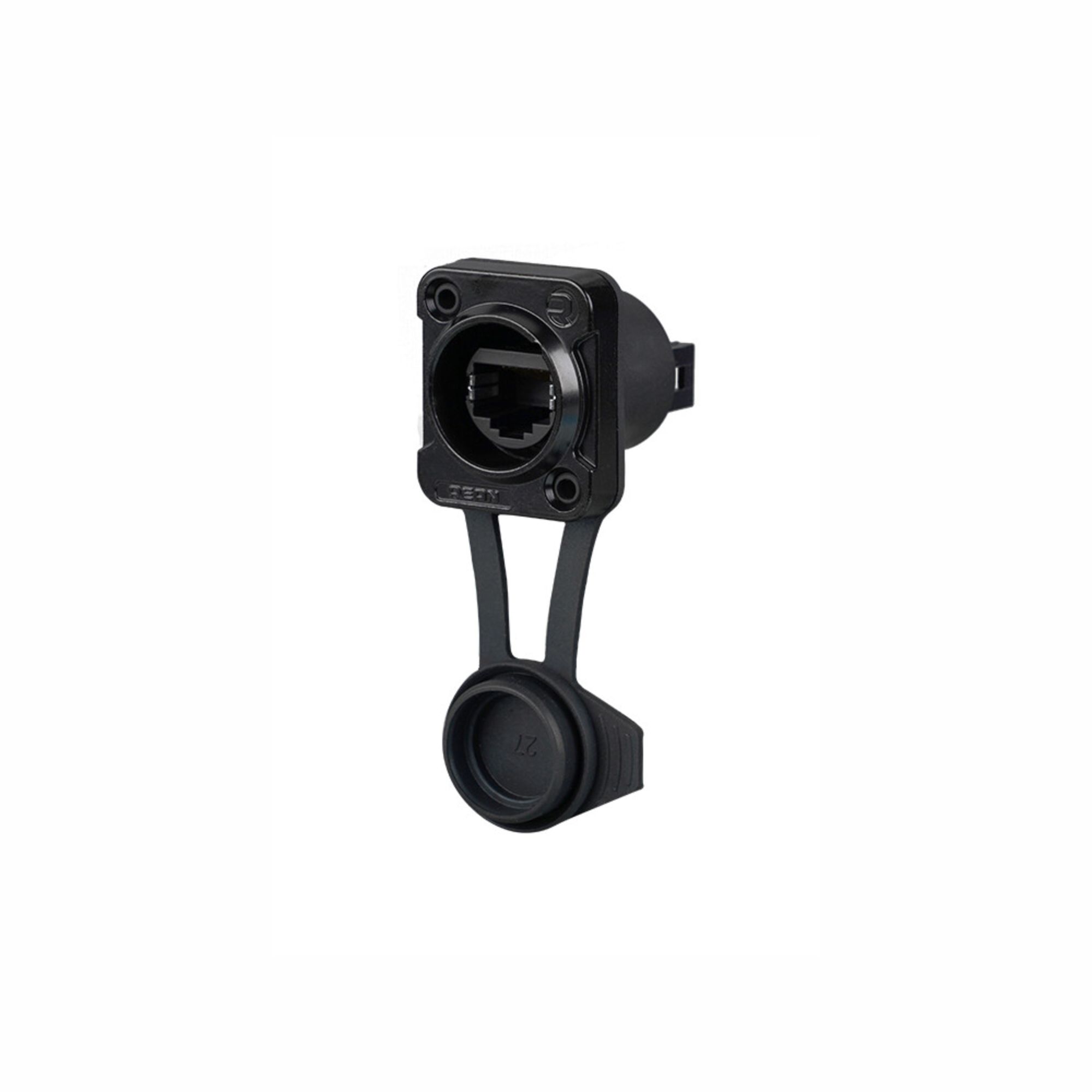 REAN RRE8F-Z-112S - RJ45 feedthrough 2x4 érintkezős háttérrel, retesz without D housing, IP65, airtight (Airtight) (Airtight), black, BULK