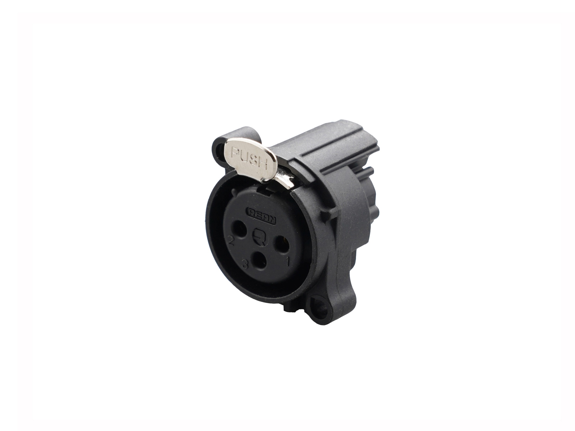 REAN RRX3F-AA-000 - 3-pin XLR socket horizontal PCB-mount, GND+housing contact without, reteszes A housing