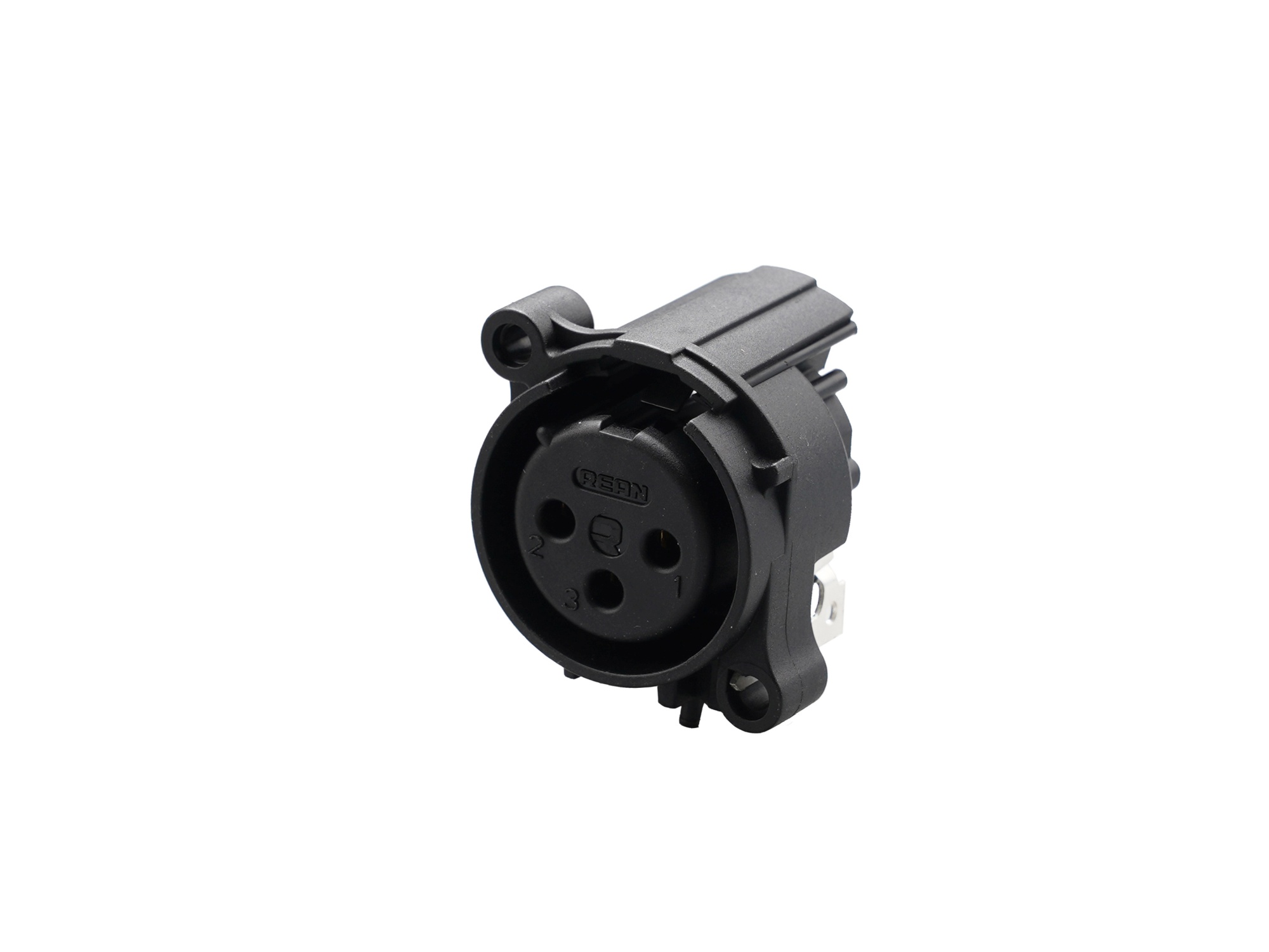 REAN RRX3F-AA-011 - 3-pin XLR socket horizontal PCB-mount, common / combined 1. foot+GND+housing with contact, without latch A housing