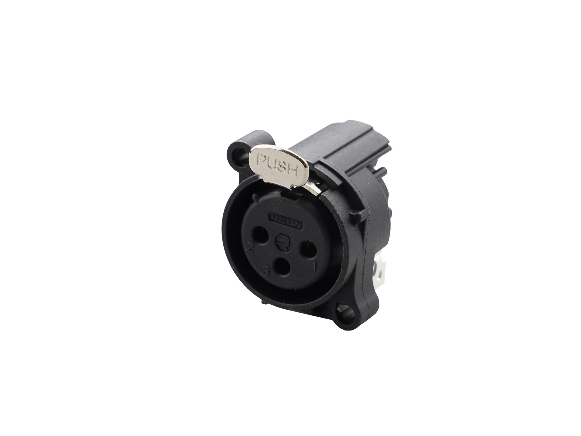 REAN RRX3F-AA-020 - 3-pin XLR socket horizontal PCB-mount, separate GND and housing with contact, reteszes A housing