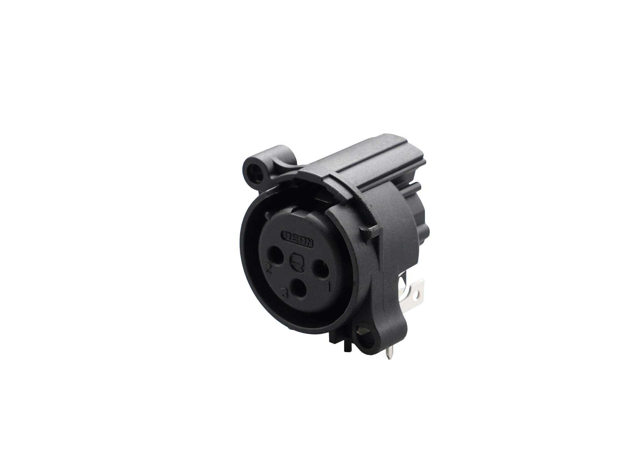 REAN RRX3F-AA-021 - 3-pin XLR socket horizontal PCB-mount, separate GND and housing with contact, retesz without A housing