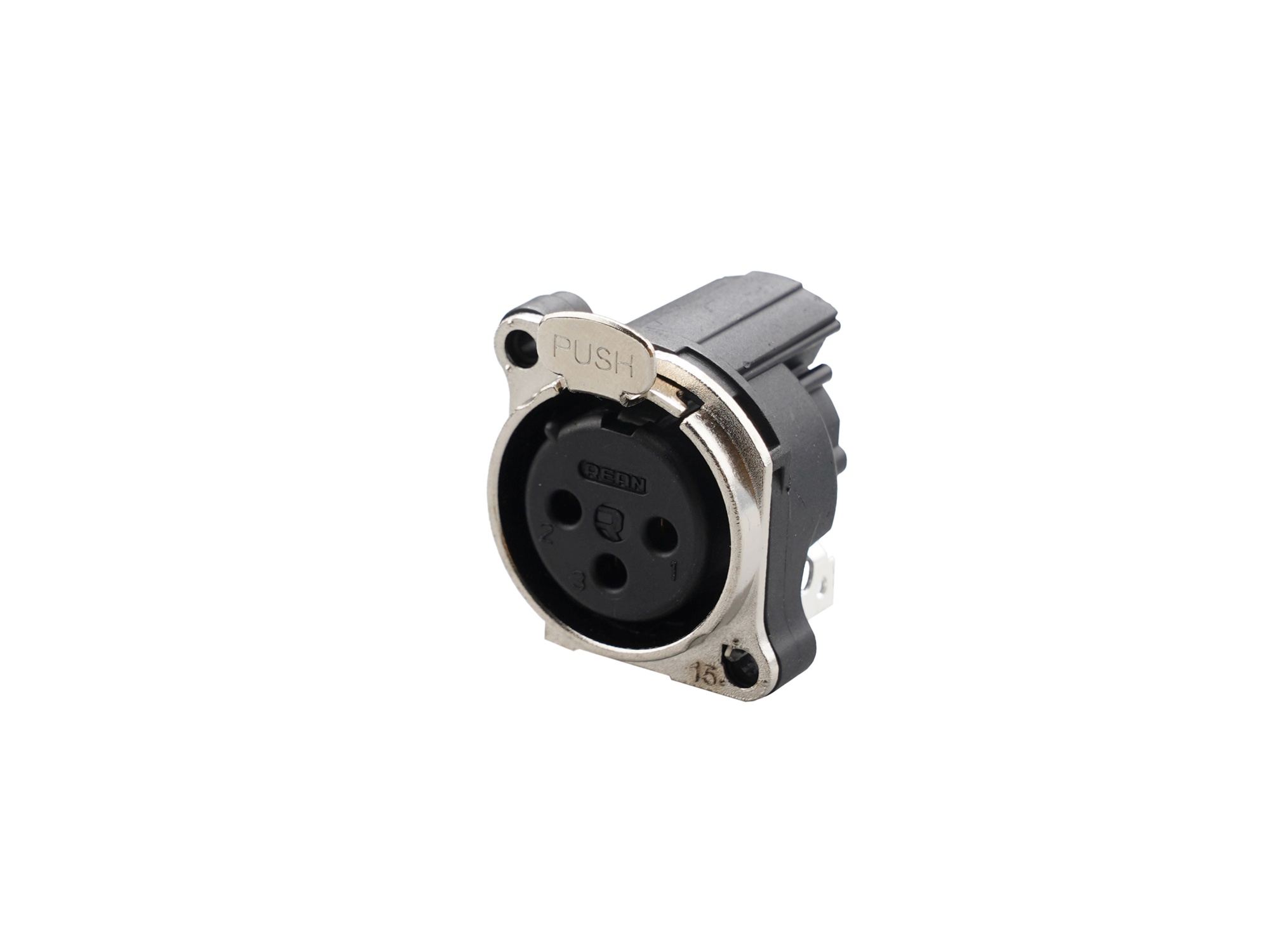 REAN RRX3F-B-010 - 3-pin XLR socket horizontal PCB-mount, common / combined 1. foot+GND+housing with contact, reteszes B housing