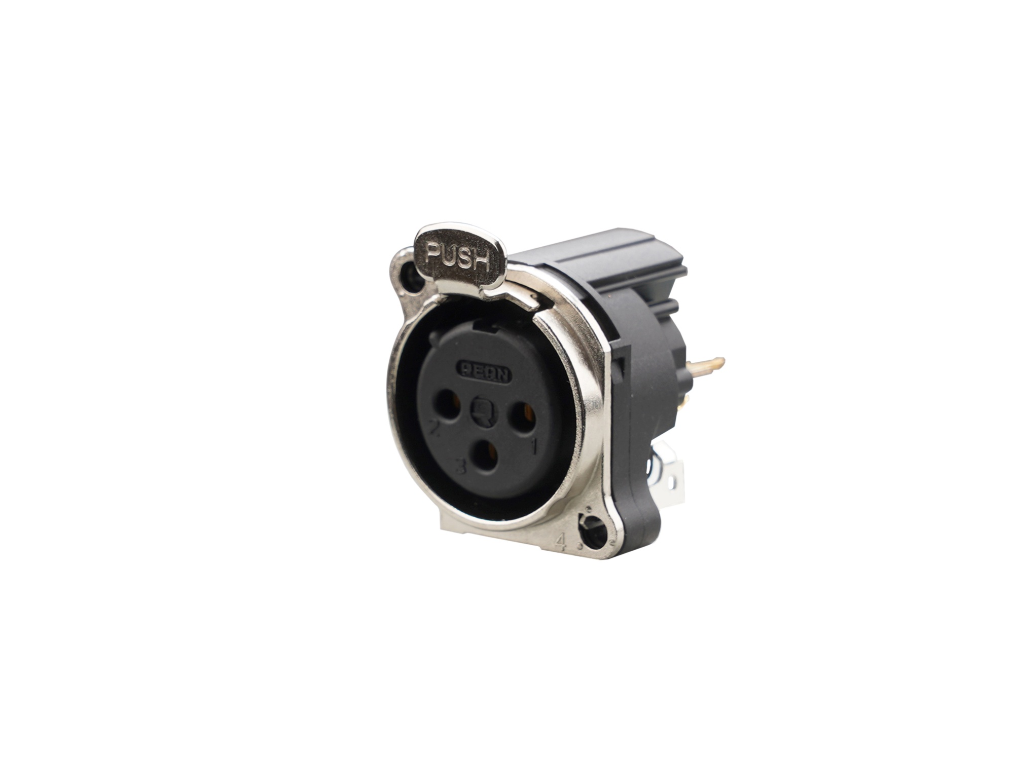 REAN RRX3F-B-012 - 3-pin XLR socket vertical PCB-mount, common / combined 1. foot+GND+housing with contact, reteszes B housing
