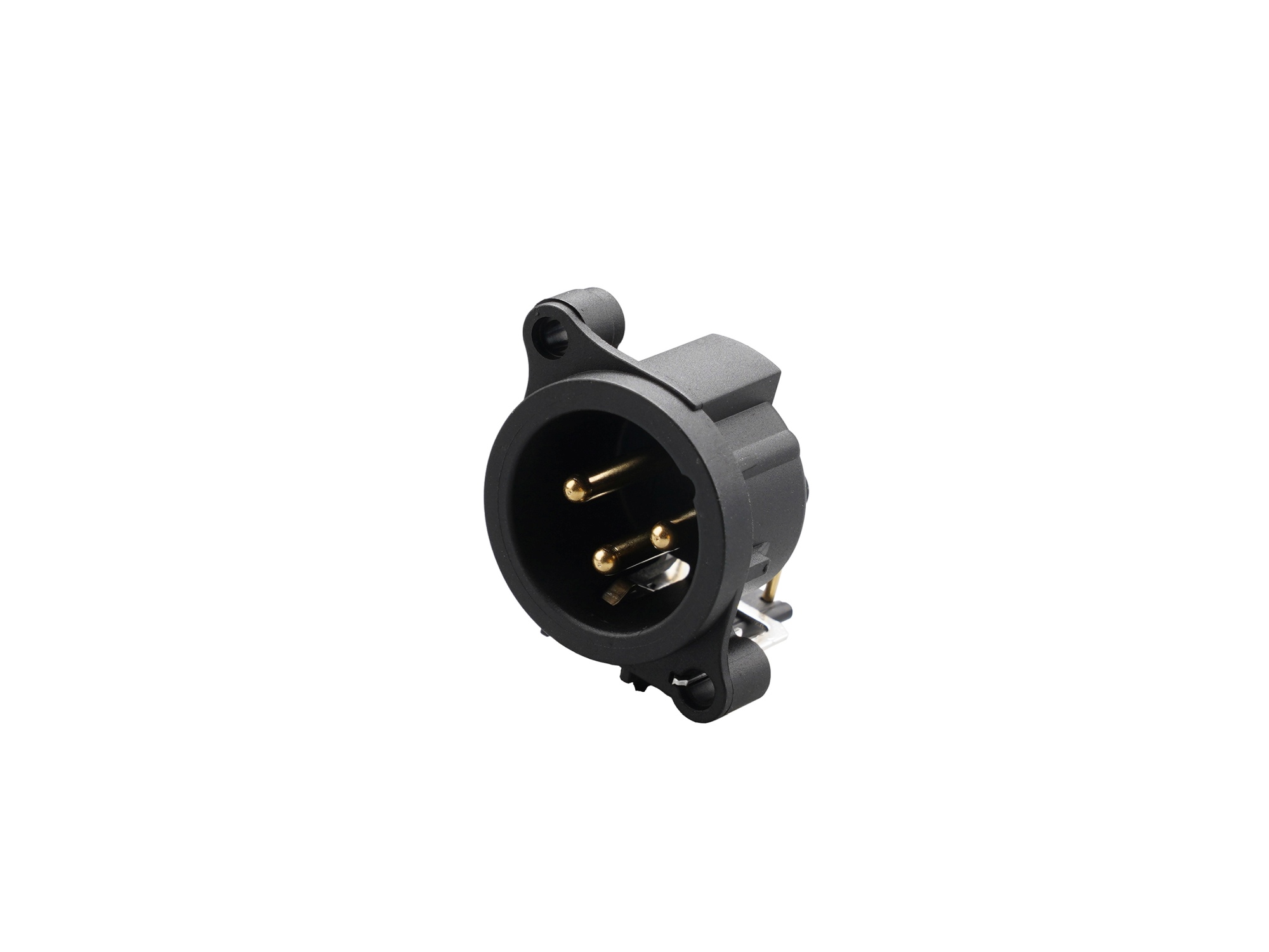 REAN RRX3M-AA-011 - 3-pin XLR plug horizontal PCB-mount, common / combined 1. foot+GND+housing with contact, without latch AA housing