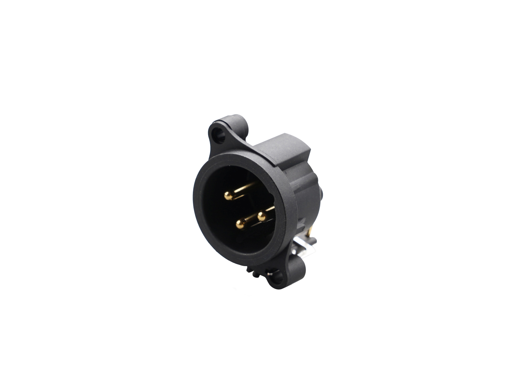 REAN RRX3M-AA-021 - 3-pin XLR plug horizontal PCB-mount, separate GND and housing with contact, retesz without AA housing