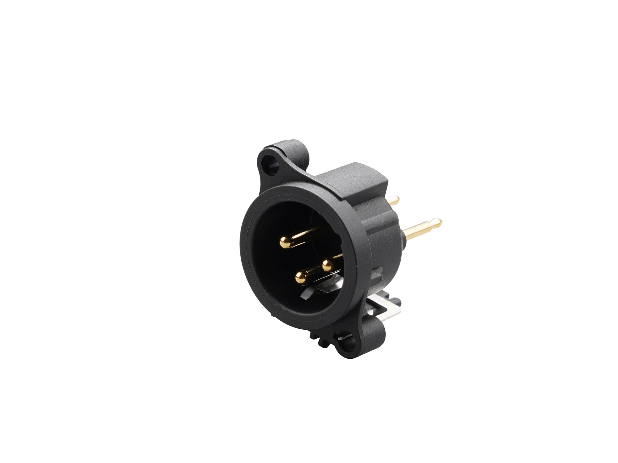 REAN RRX3M-AA-023 - 3-pin XLR plug vertical PCB-mount, separate GND and housing with contact, retesz without AA housing