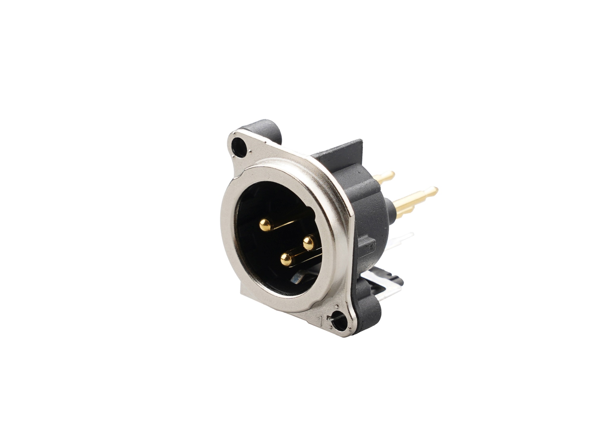 REAN RRX3M-B-023 - 3-pin XLR plug vertical PCB-mount, separate GND and housing with contact, retesz without B housing