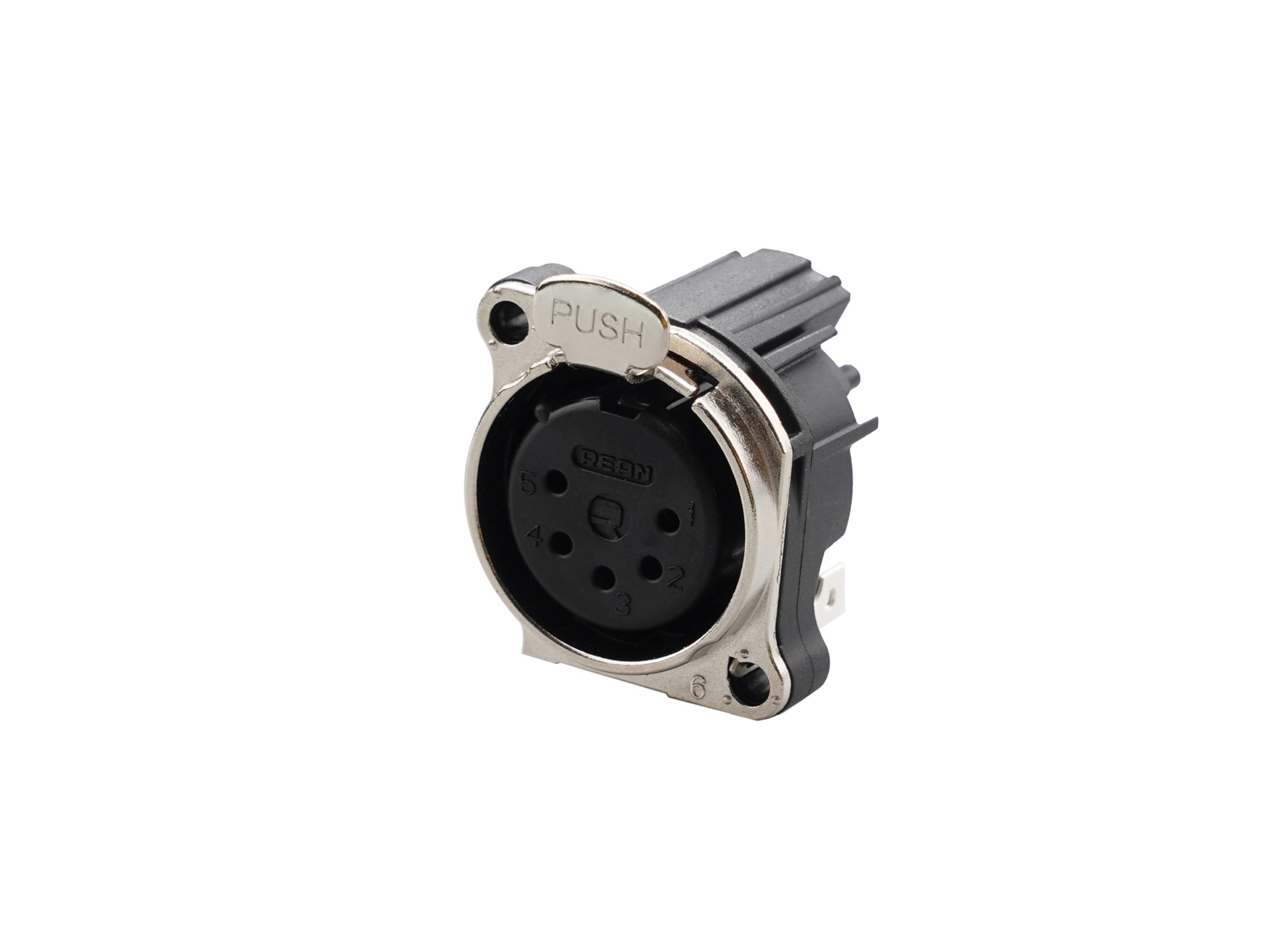 REAN RRX5F-B-020 - 5-pin XLR socket horizontal PCB-mount, separate GND and housing with contact, reteszes B housing