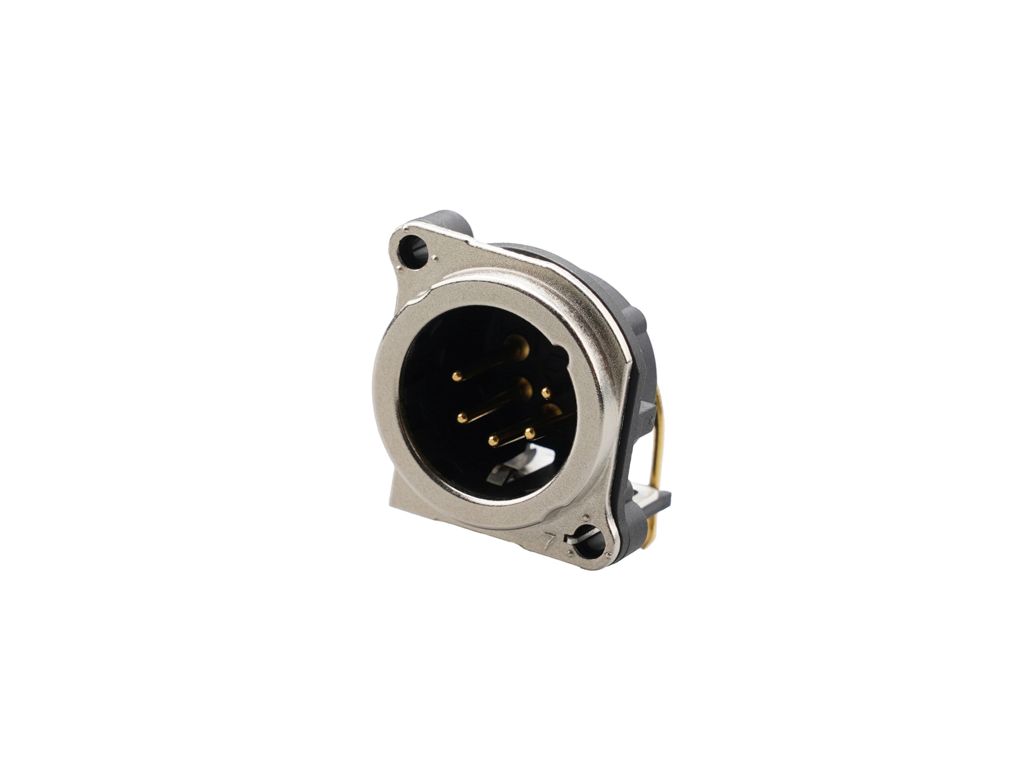 REAN RRX5M-B-021 - 5-pin XLR plug horizontal PCB-mount, separate GND and housing with contact, retesz without AA housing
